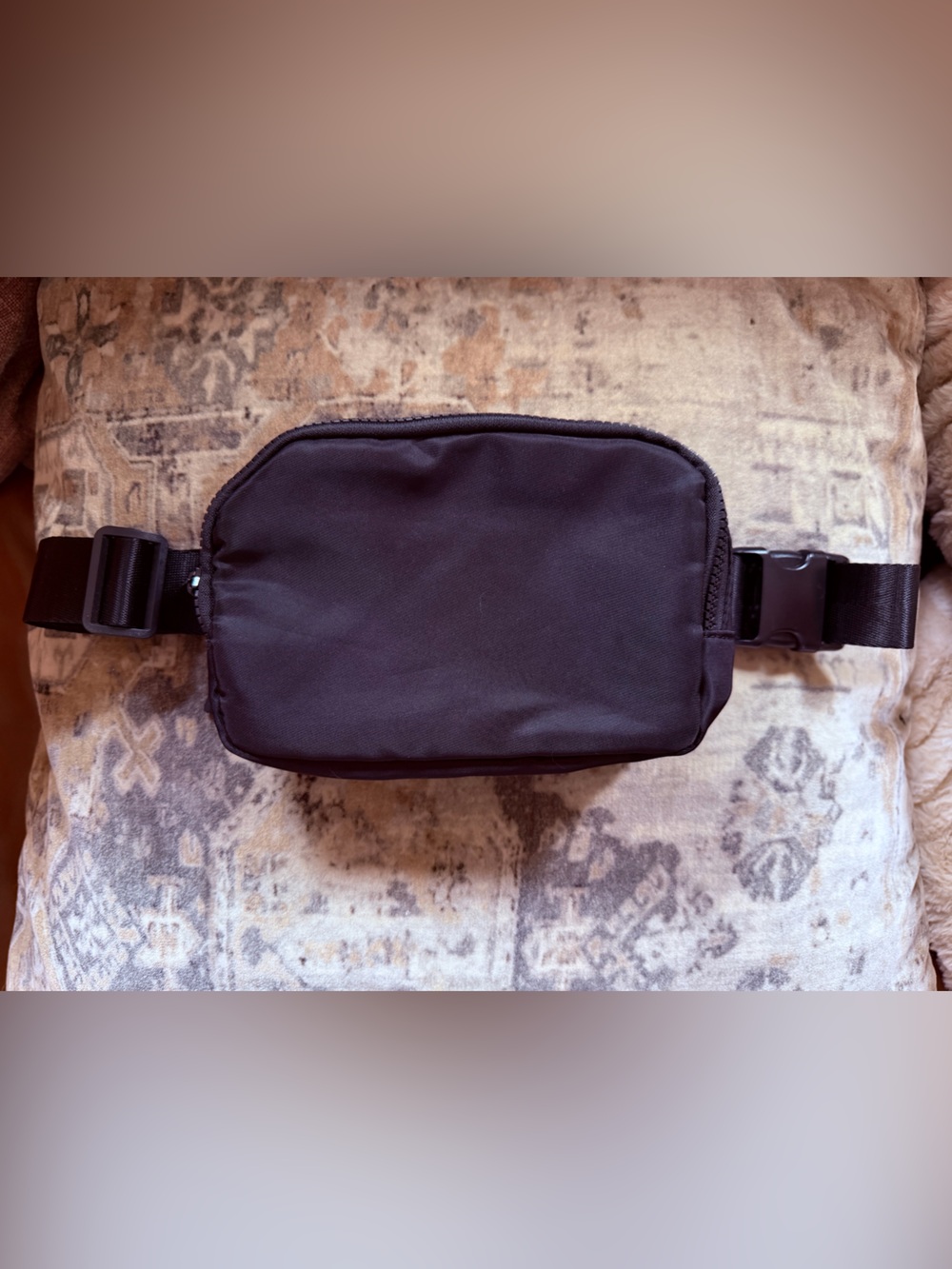 Black Nylon Waist Bag / Fanny Pack Double Zip Adjustable Belt Bag